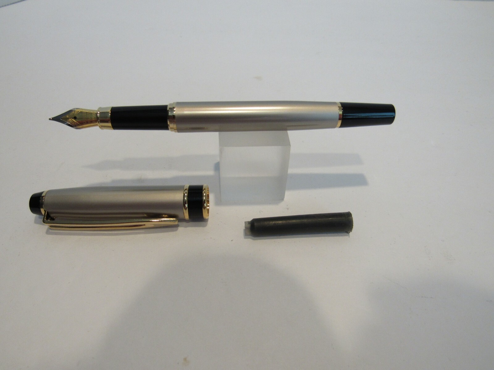 TERZETTI Expert Metal Silver /GT Trim Fountain Pen/ Rollerball Combo Dual Set