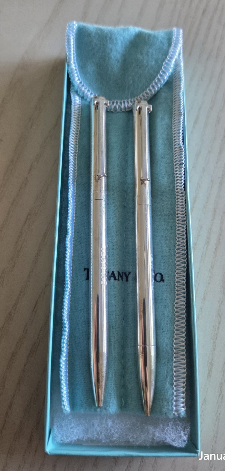 TIFFANY & Co. 925 Sterling Silver T-Clip Ballpoint Pen/Pencil Pouch & Box Chanel
