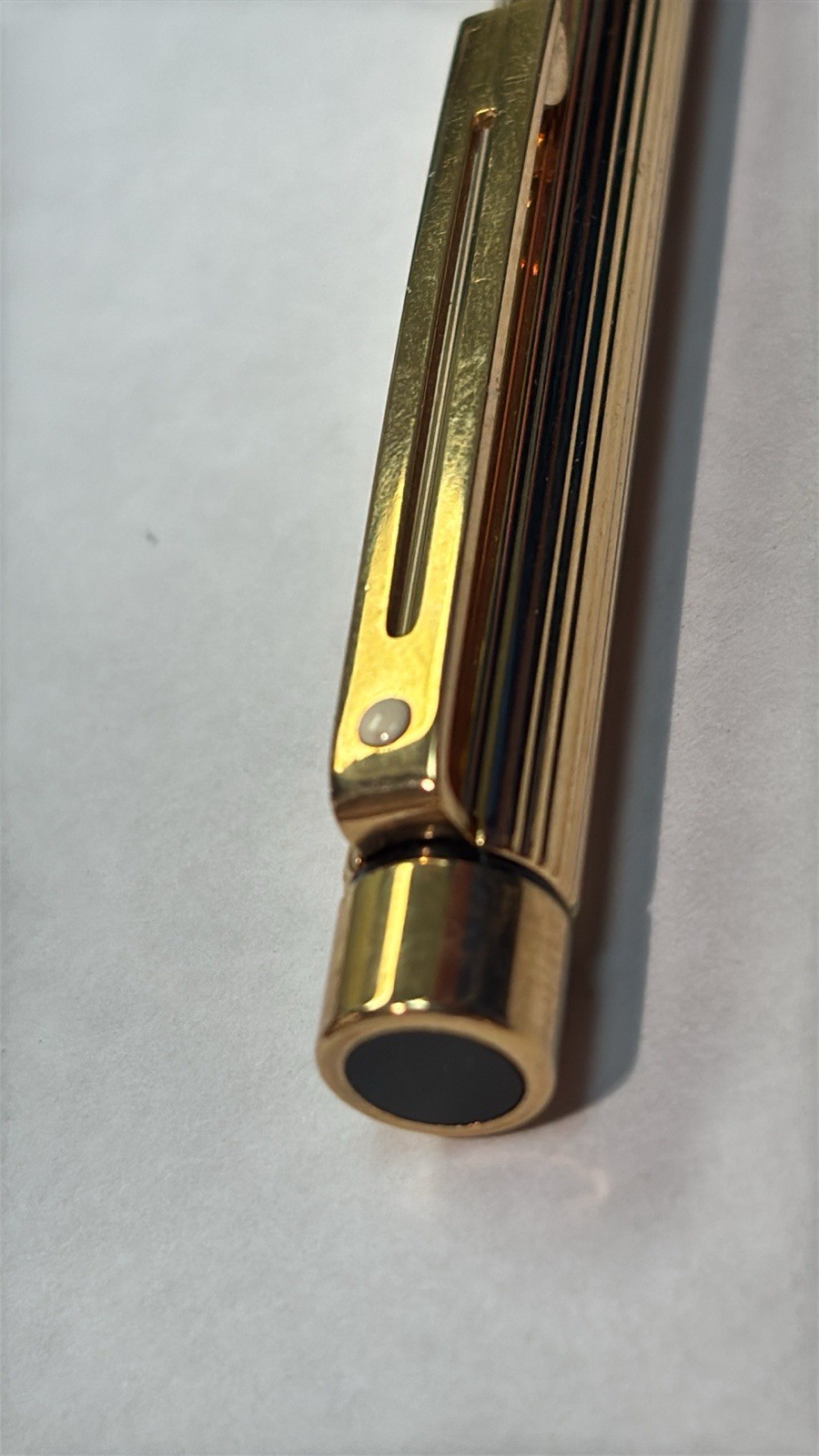 Vintage SHEAFFER TARGA 1005 Imperial Brass Fluted 14K Gold F Nib Fountain Pen
