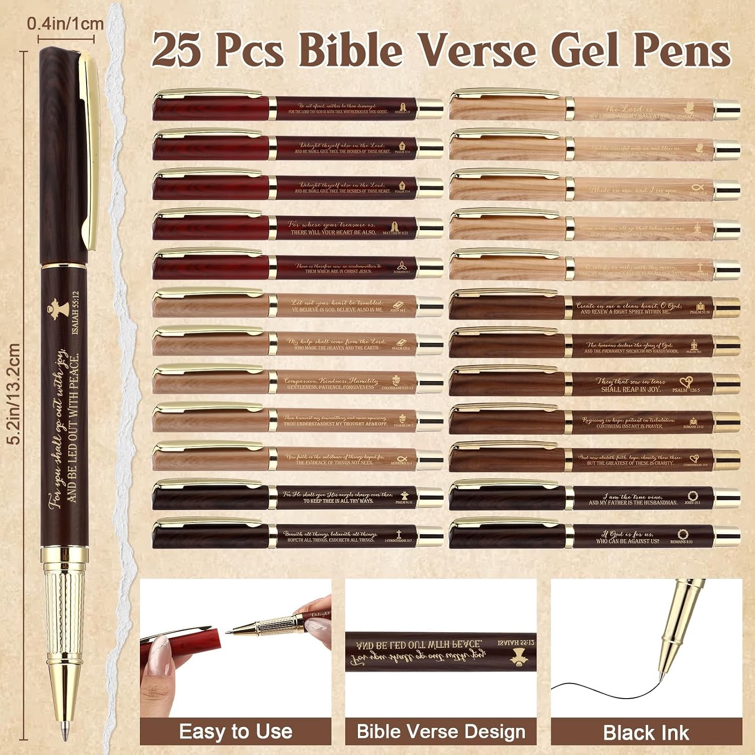 75 Pcs Christian Gifts Bulk: 25 Pens, 25 Keychains, 25 Bookmarks