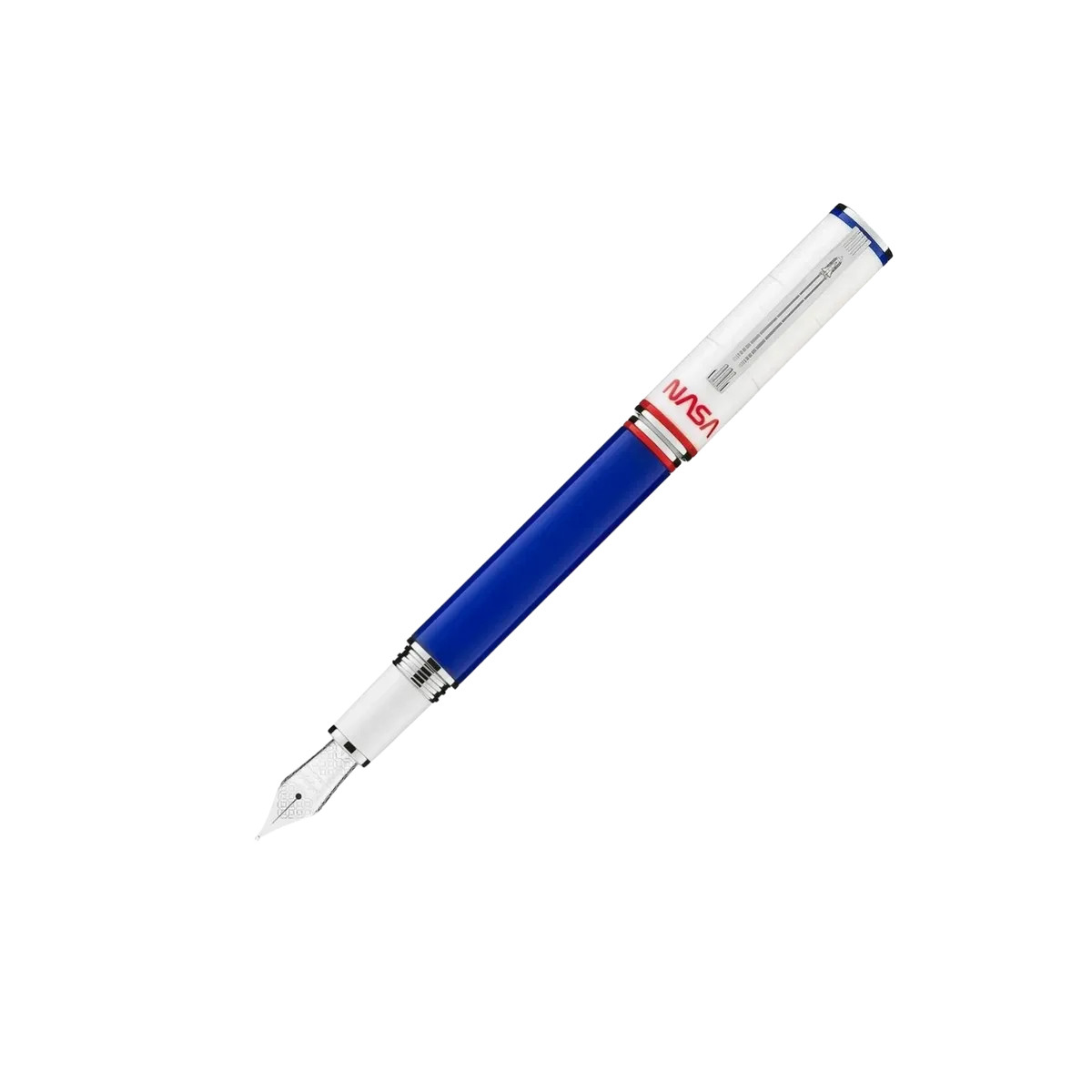 Montegrappa Fountain Pen NASA Atlantis Blue and White Resin Medium Nib ISN1R3BP