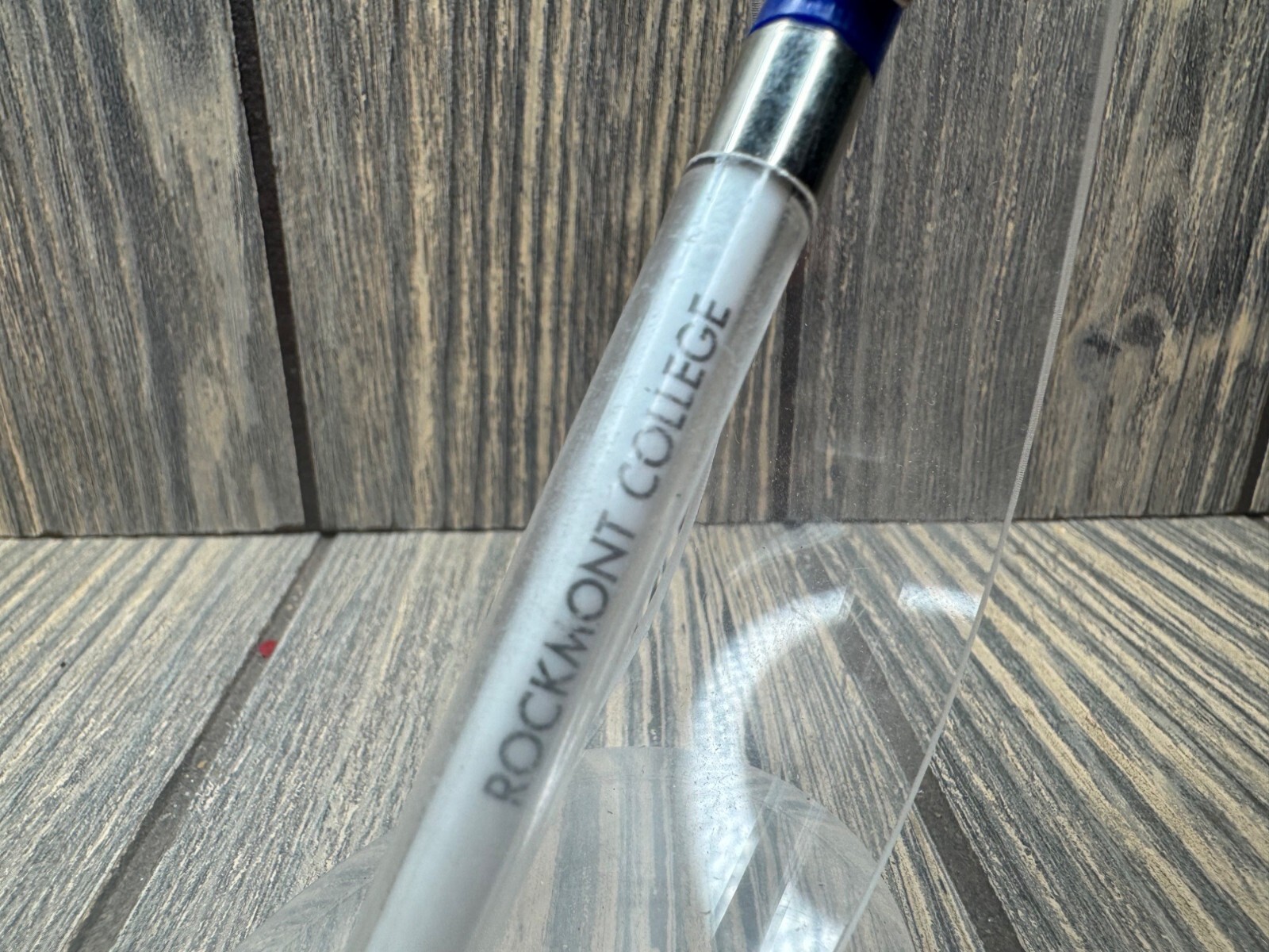 Vintage Rockmont College Branded Ballpoint Pen Blue & Silver
