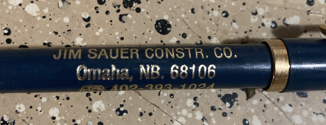 VTG JIM SAUER CONTRUCTION OMAHA NB UNIPECO Advertising Ballpoint Pen NO Ink