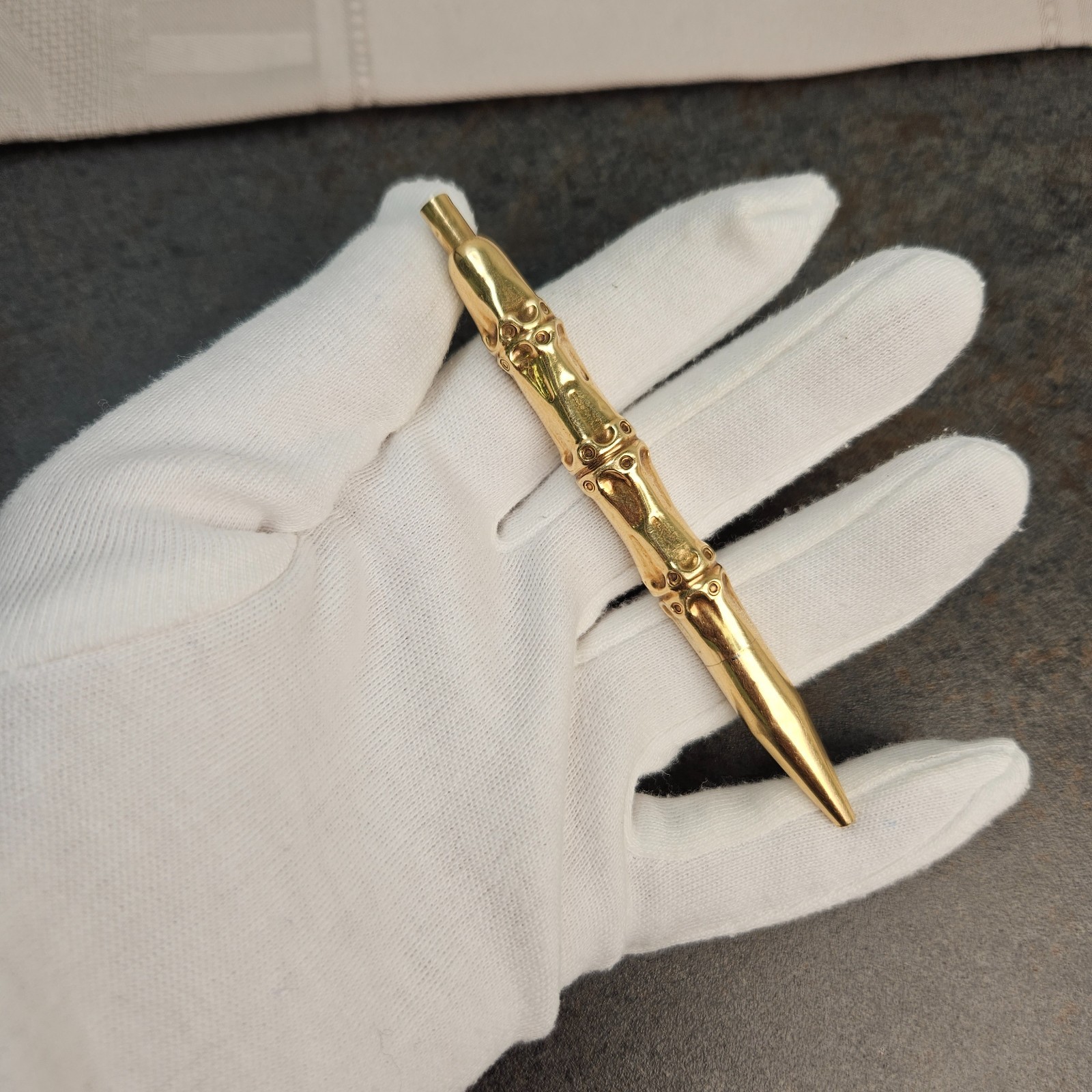 Vintage 1940’s Louis Tamis Bamboo Pen 14K Solid Yellow Gold Executive Stationary