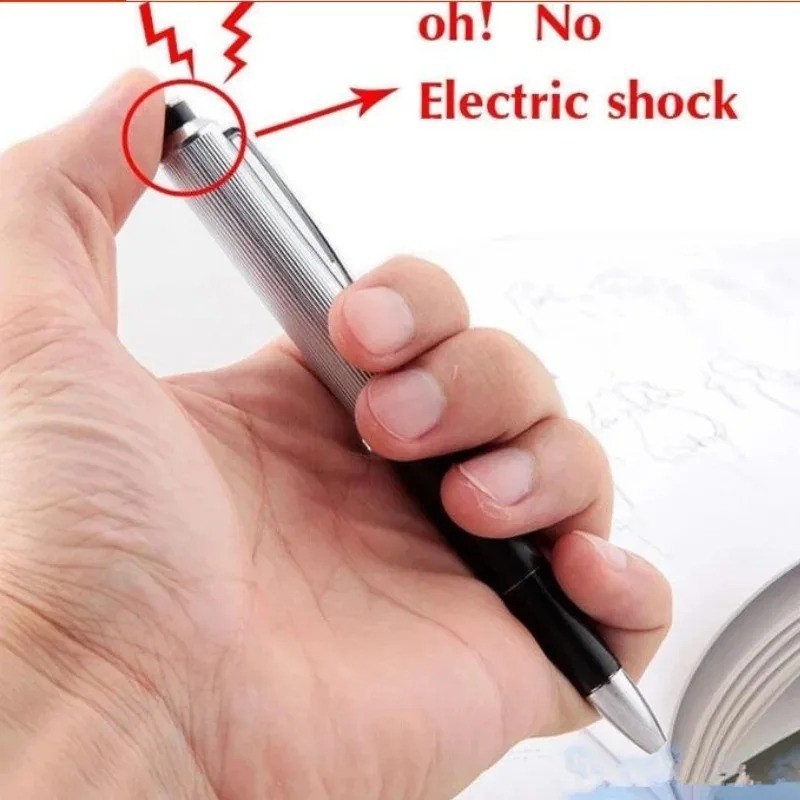 Shocking Electric Pen Prank Shock Trick Novelty Metal Joke Gag Toy Gift Funny