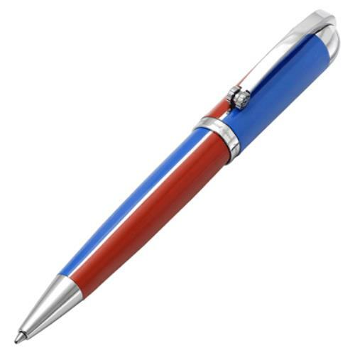 Xezo Visionary Red & Blue Enamel Twist-Action Ballpoint Pen. Handmade. LE 500