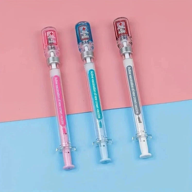 5PCS Random Color Belt Syringe Shaped Gel Neutral Pen, Signature Ballpoint Pen,