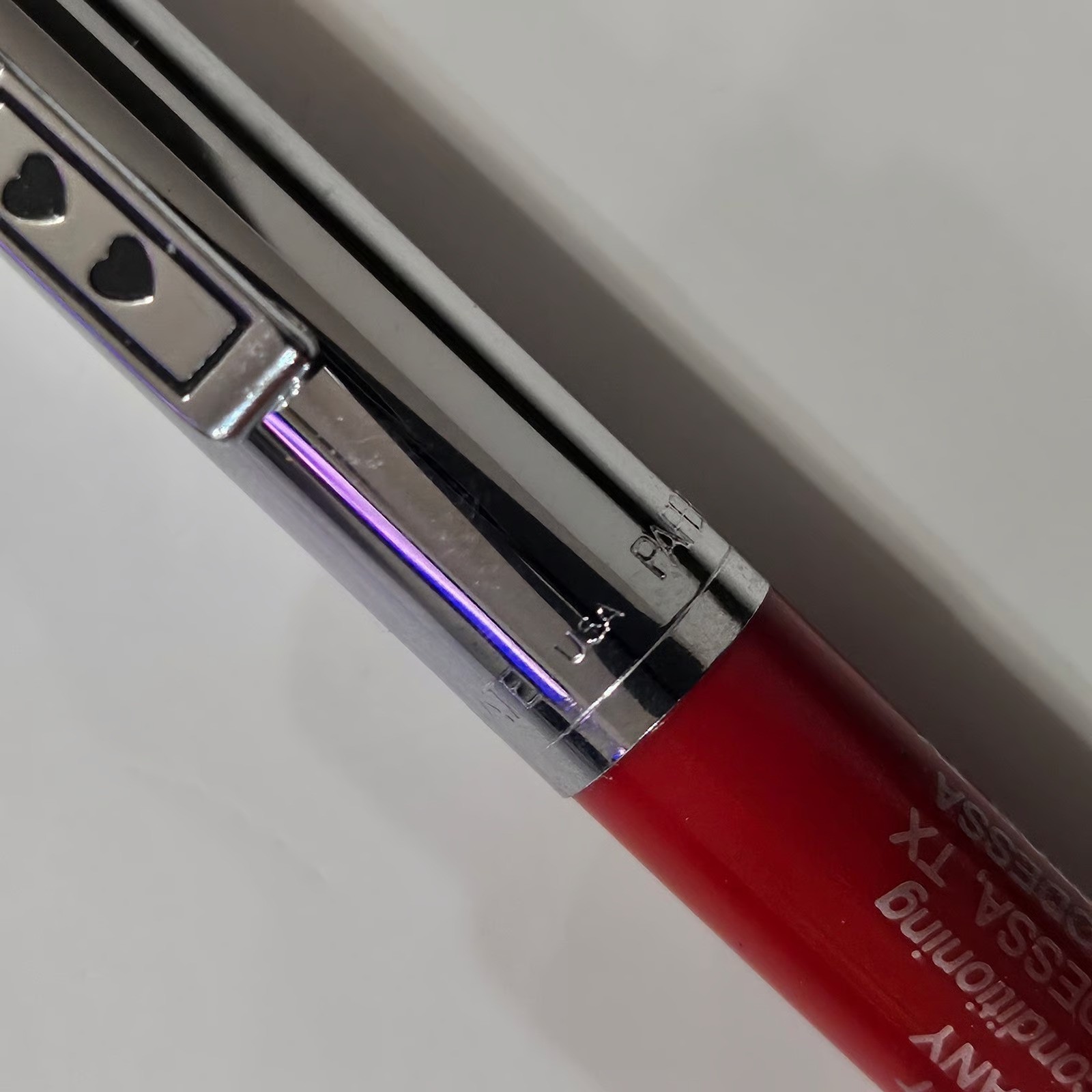Vintage Paper Mate Double Heart Ballpoint Pen Regular Grip Red And Chrome