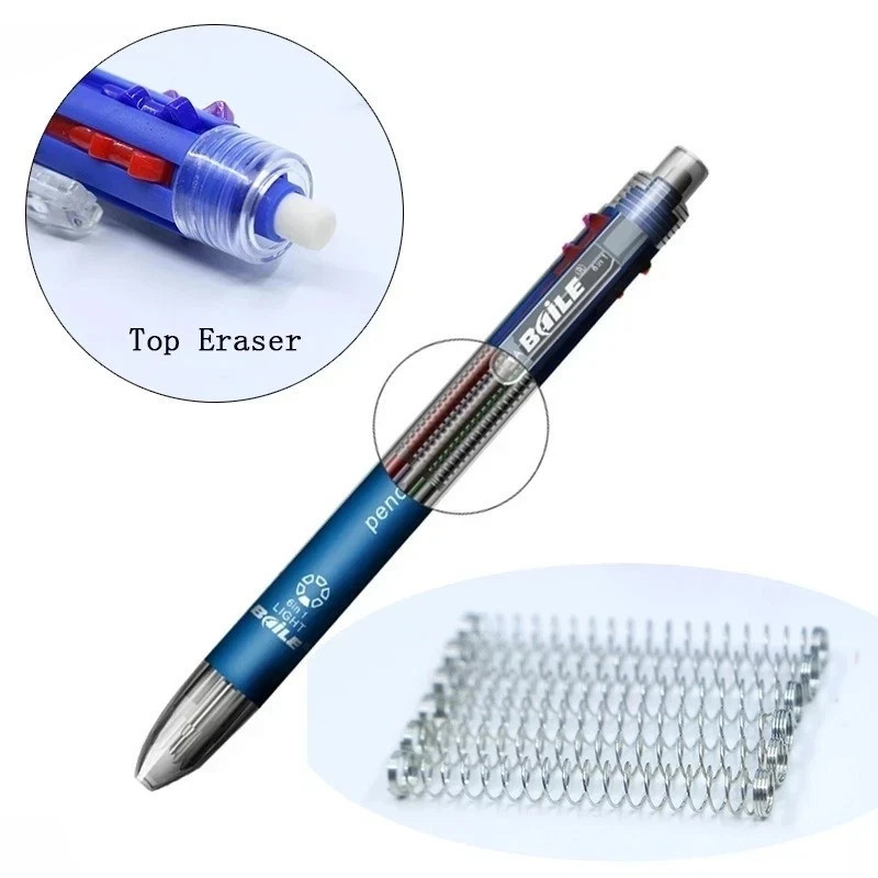 6 in 1 Multicolor Ballpoint Pens 5 Colors Ball Pen 1 Automatic Pencil with Erase
