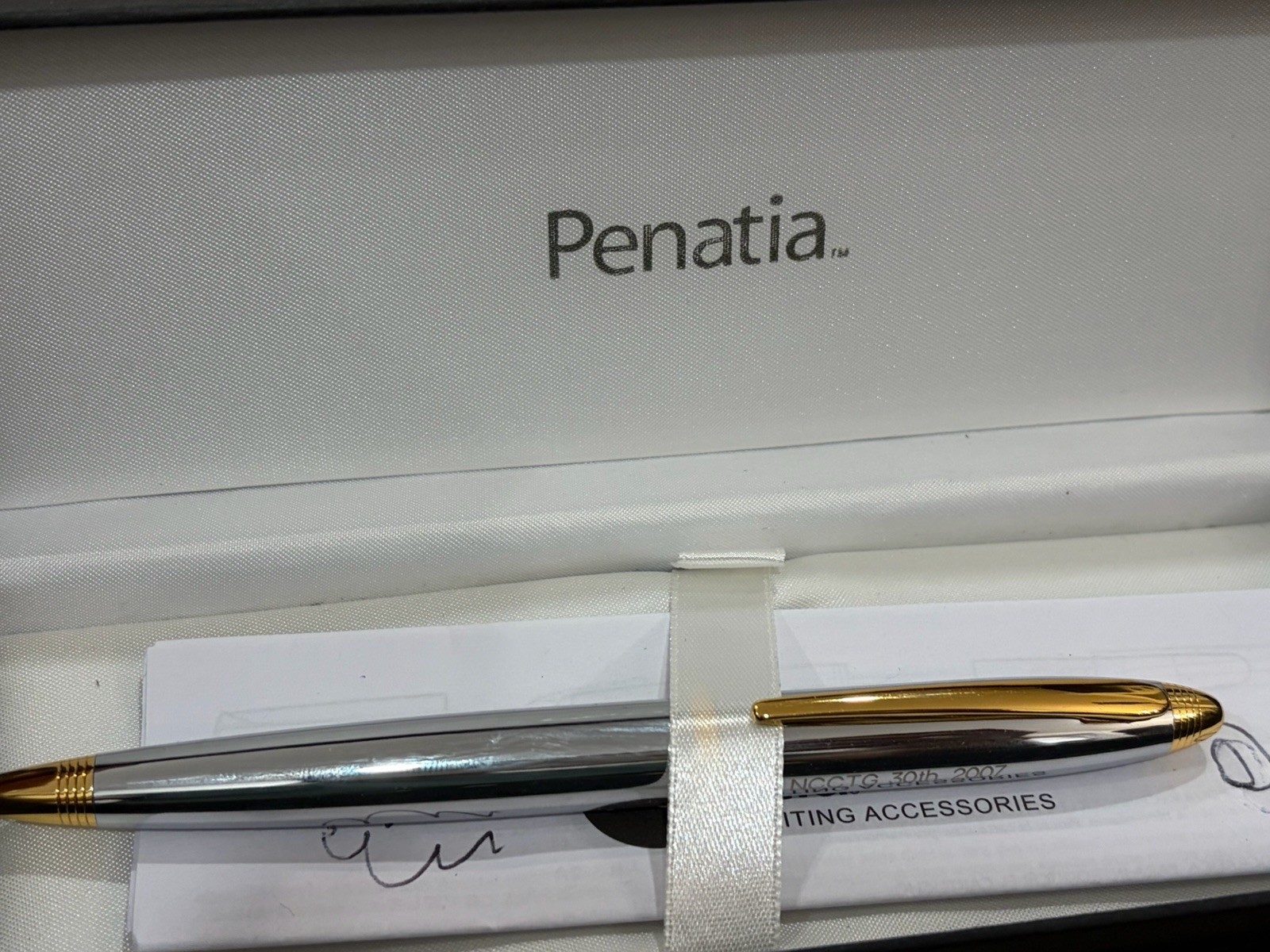 PENATIA LEXINGTON CHROME Gold BALLPOINT NCCTG 30th 2007 LOGO -writes -USA Seller