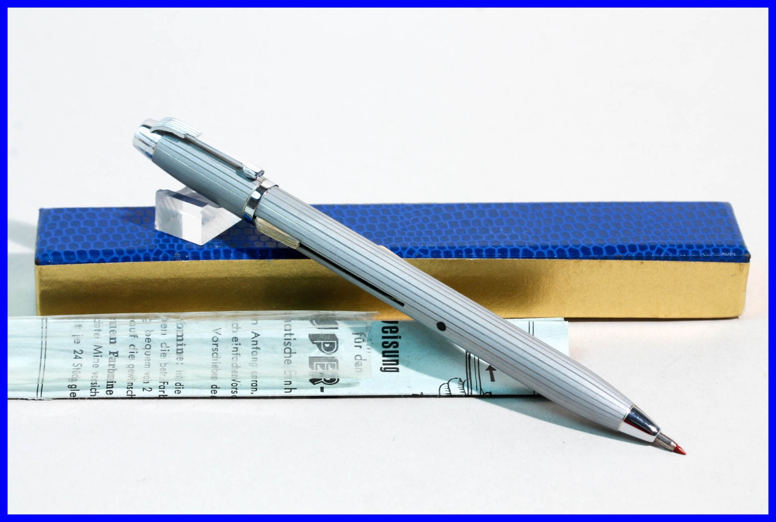 FEND SUPER NORMA 2 COLOR matt chromed PENCIL pocket size 1950s NOS box & papers