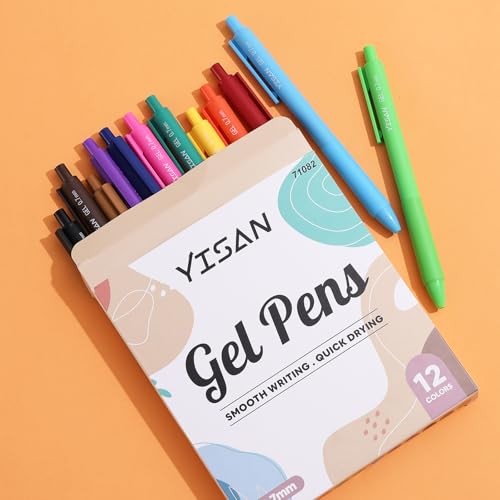 Colored Gel Pens,12 Pcs,0.7mm Fine Point | Retractable, Quick-Dry Multicolor