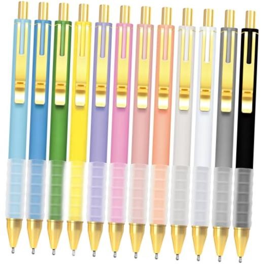 Smooth Writing Pens, Soft Grip, 1.0mm Black 12 Gorgeous Barrels-1mm Black Ink