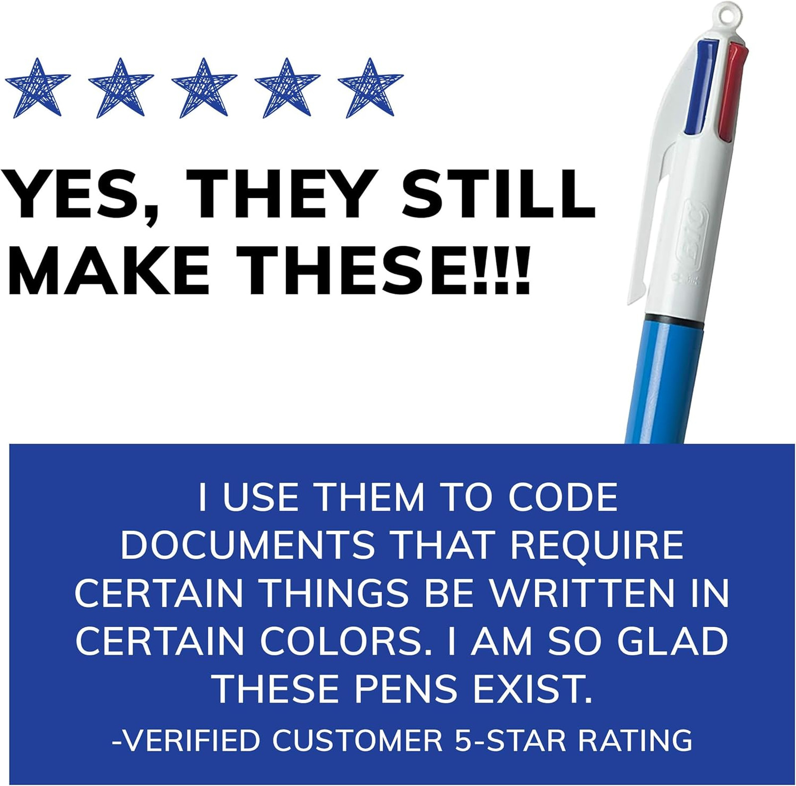 Multicolor Ballpoint Pen Pack of Three with 1.0 mm Medium Point, Retractable