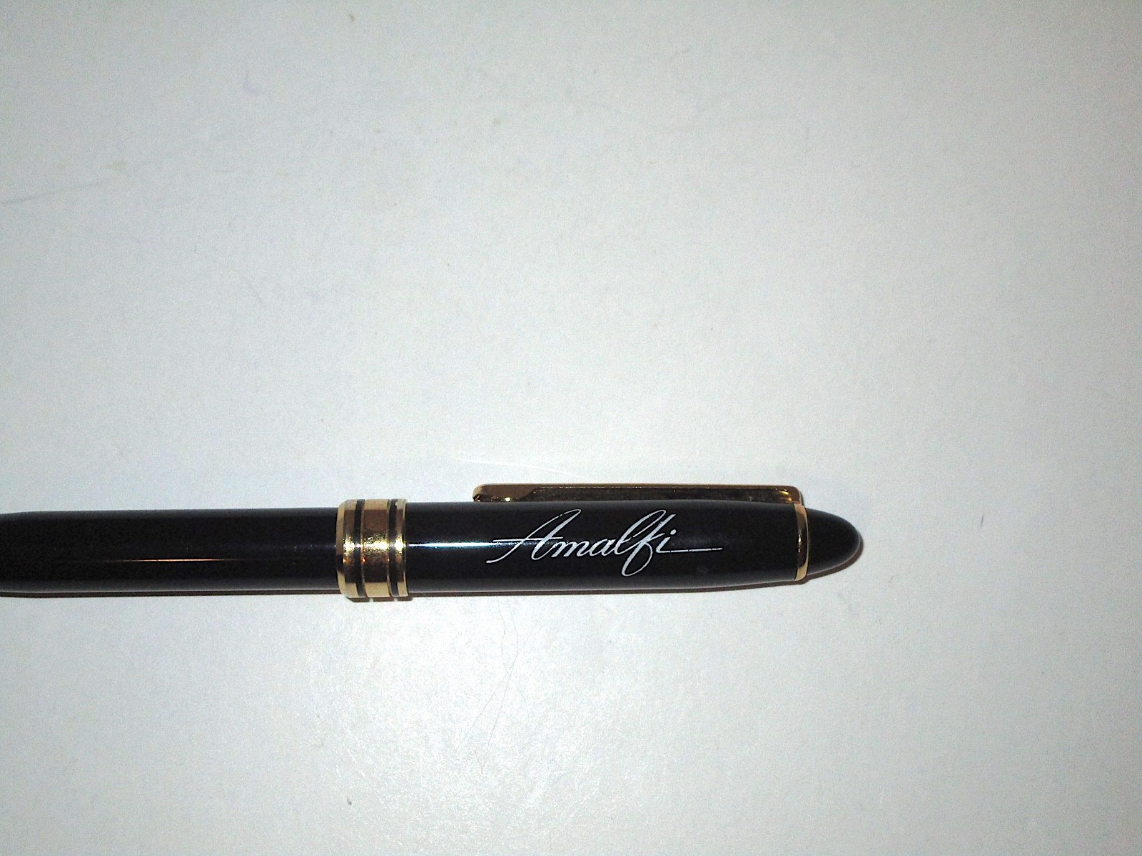 Vtg Amalfi Black & Gold Heavy Metal Ballpoint Writing Pen w/ Blue Ink Rare Italy