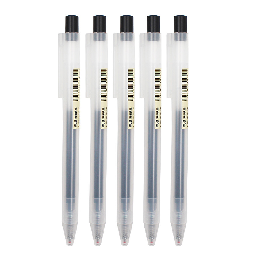 10pcs MUJI Smooth Gel-Ink 0.5mm Press Pen Ballpoint Pens Blue/Black/Red/Darkblue