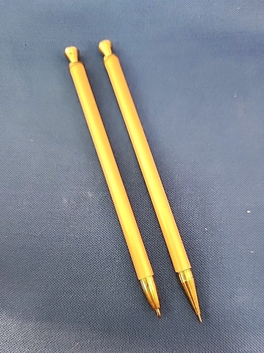 Vintage Set Of Tilt-A-Matic Round Top GoldTone Pens-Very Good