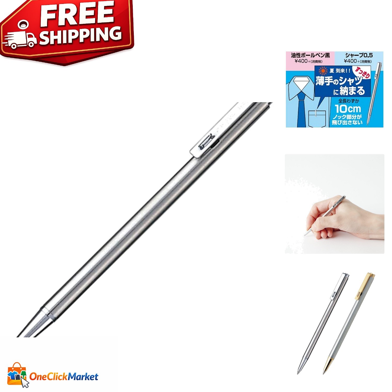Stylish Silver Body Mini Ballpoint Pen – Perfect for Kids, Teens & Adults
