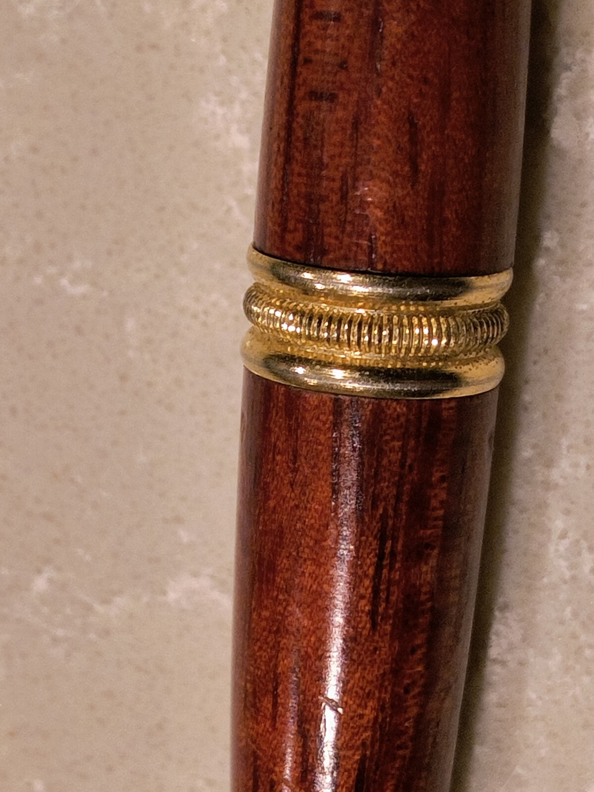 Rose Wood Mini Twist Pen, Pocket-Size With Chain & Clasp, Working Condition.