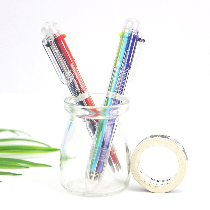 Wholesale 10PCS Multi-color 6 in 1 Ballpoint Pens Kids School Office Pen Supply