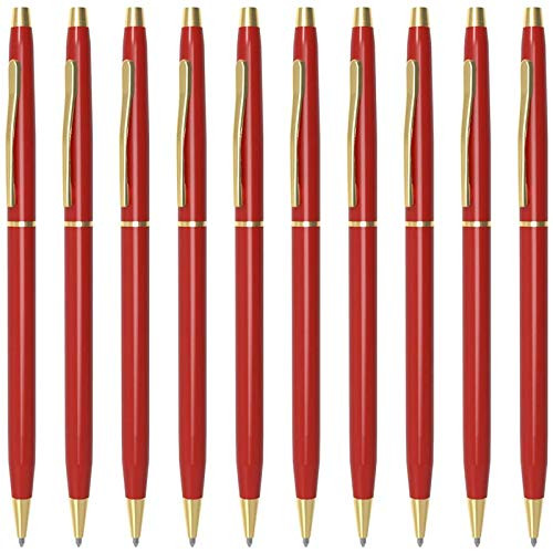 Ballpoint Pens Red Pens – Metal Pen Black Ink Pens 10 Count (Pack of 1) 02 Red