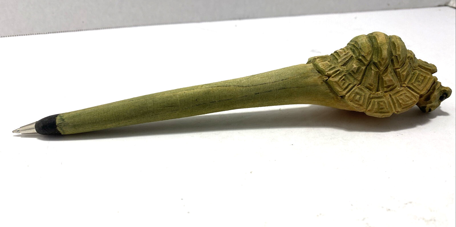 Wooden Pen Green Sea Turtle Shape Top Handcrafted Hand Made Ballpoint Pen