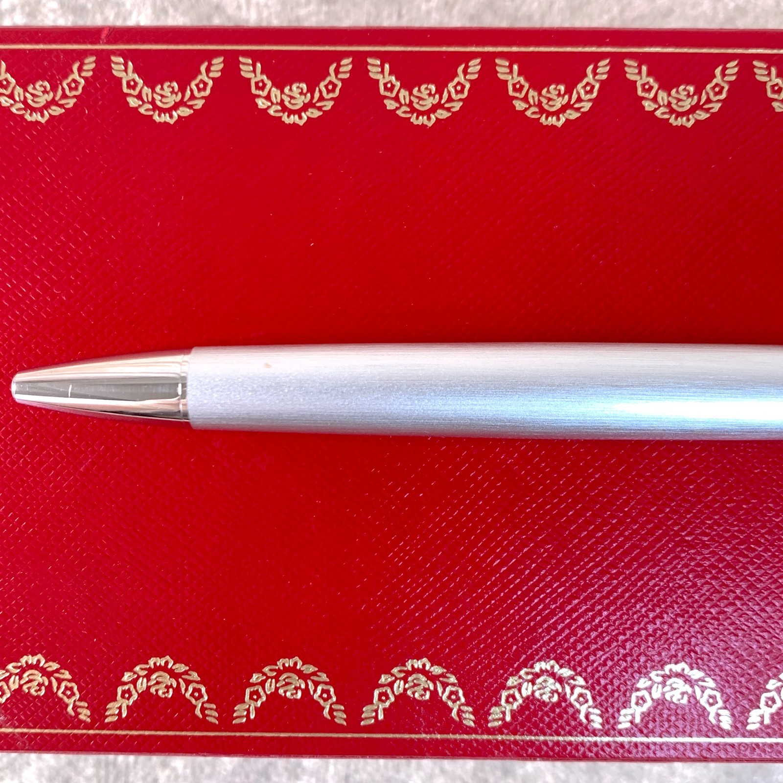 Cartier Mini Ballpoint Pen Charm Silver Lacquer Palladium Finish w/Case & Papers