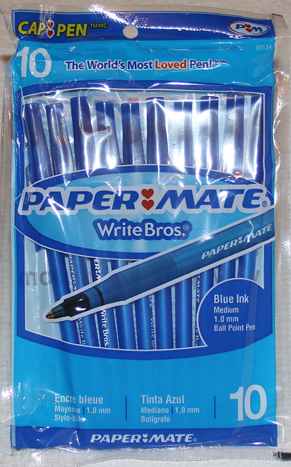 Vintage Paper Mate Write Bros Blue Cap Pens Pack Of 10 Sealed NOS
