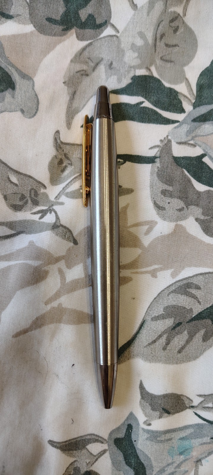 Inoxcrom Oversize Stainless Steel & Gold Trim Ball Point Pen Spain