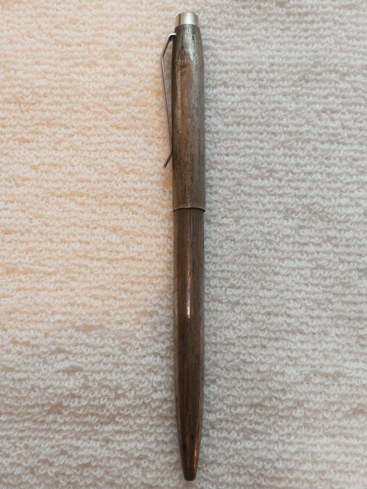 ANTIQUE SOLID STERLING SILVER «925» VINTAGE BALLPOINT PEN CAP ACTION NICE PATINA