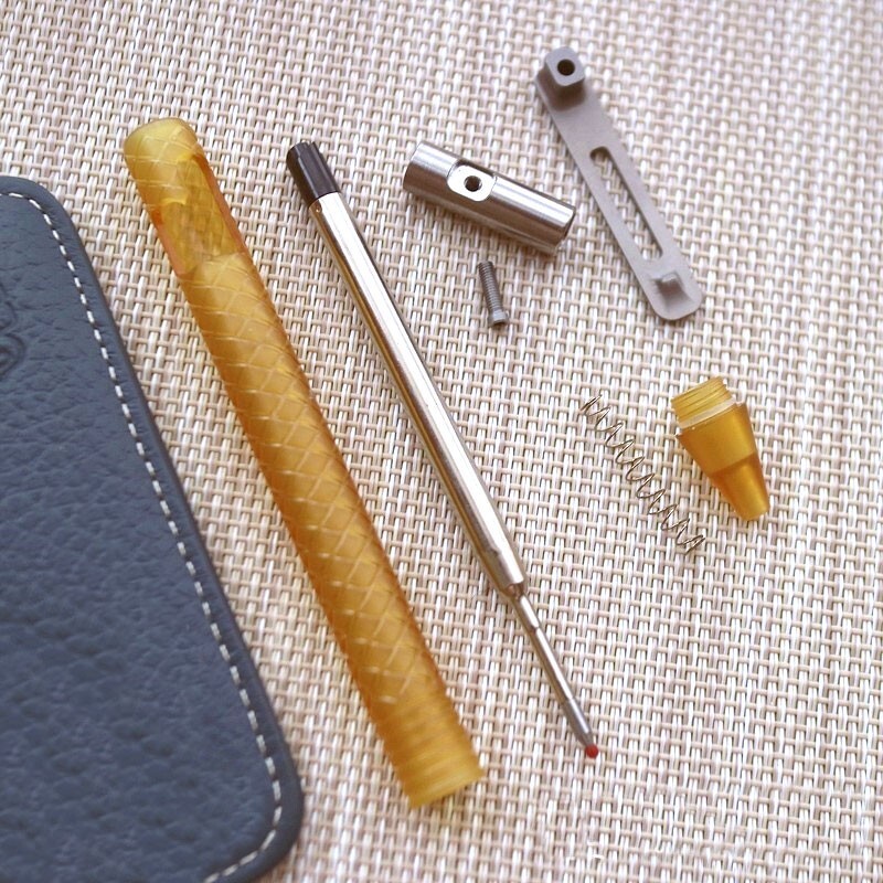 EDC Pocket Checkered Surface PEI Titanium Push Button Mechanism Ball Pen Gifts