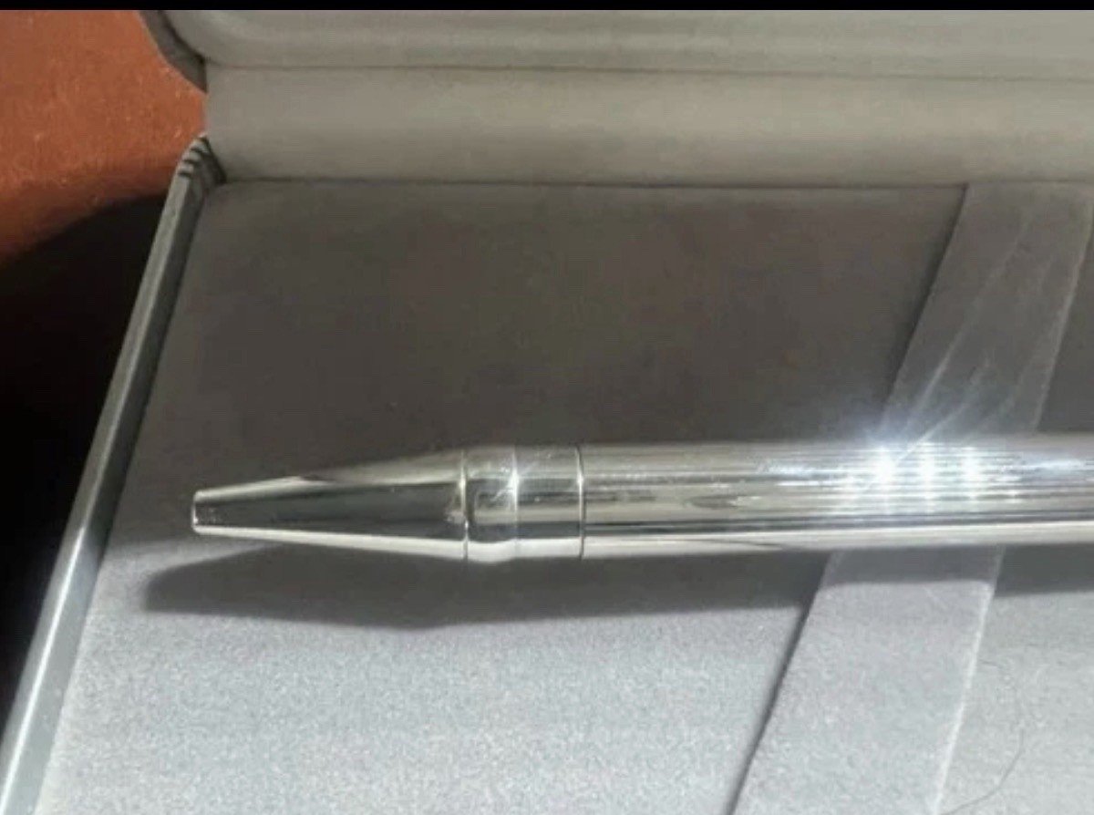 UNOARGENTO Sterling Silver 925 Solid Ballpoint Pen With Engraved Clip