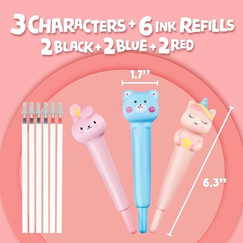 Cute Pens | Refills Included | Cute Pens with Soft Grip | Fun Pens for Kids