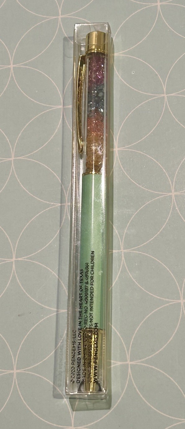 NEW In Package PenGems Green & Gold Spring Lovely Pen Multicolor Gems