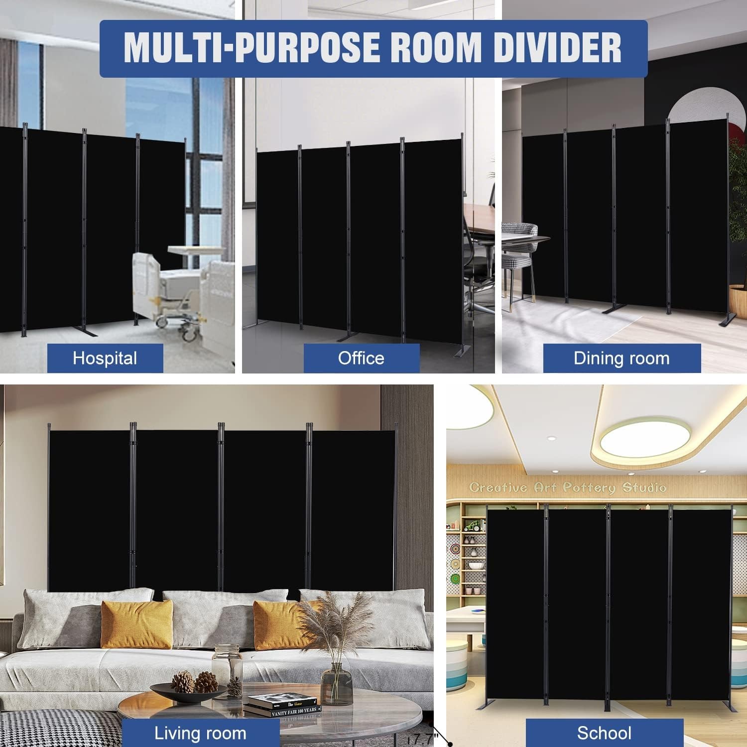 Biombo separador plegable 4 paneles 6FT, divisor de habitación portátil, Nuevo