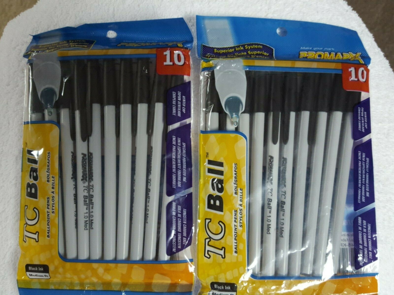 Tc Ball Black Ink Pens Medium Pt, total 20 new lot 2 packs FREE SHIPPING