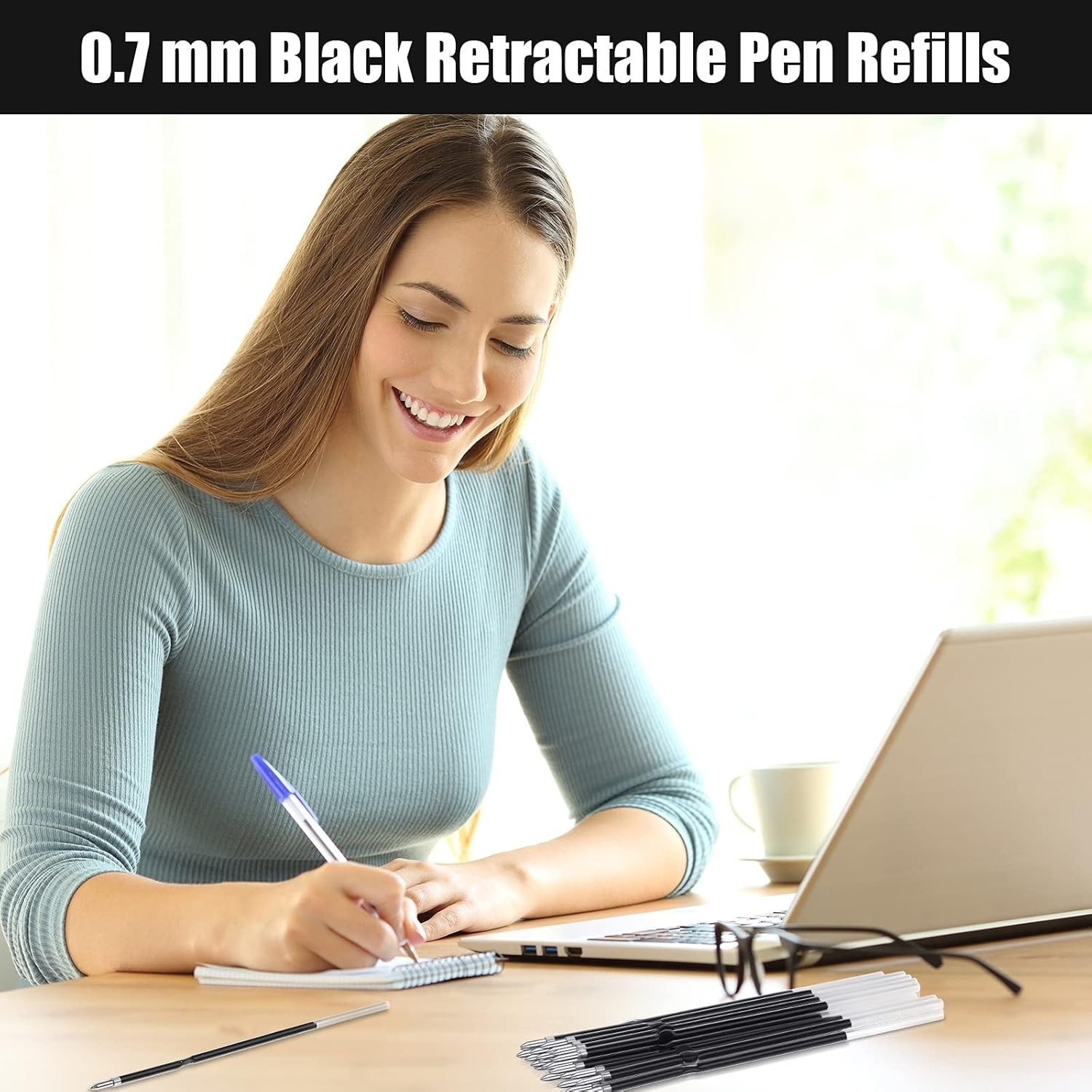60 Pcs Reliable 0.7 mm Ballpoint Pen Refills for Effortless Writing at Home