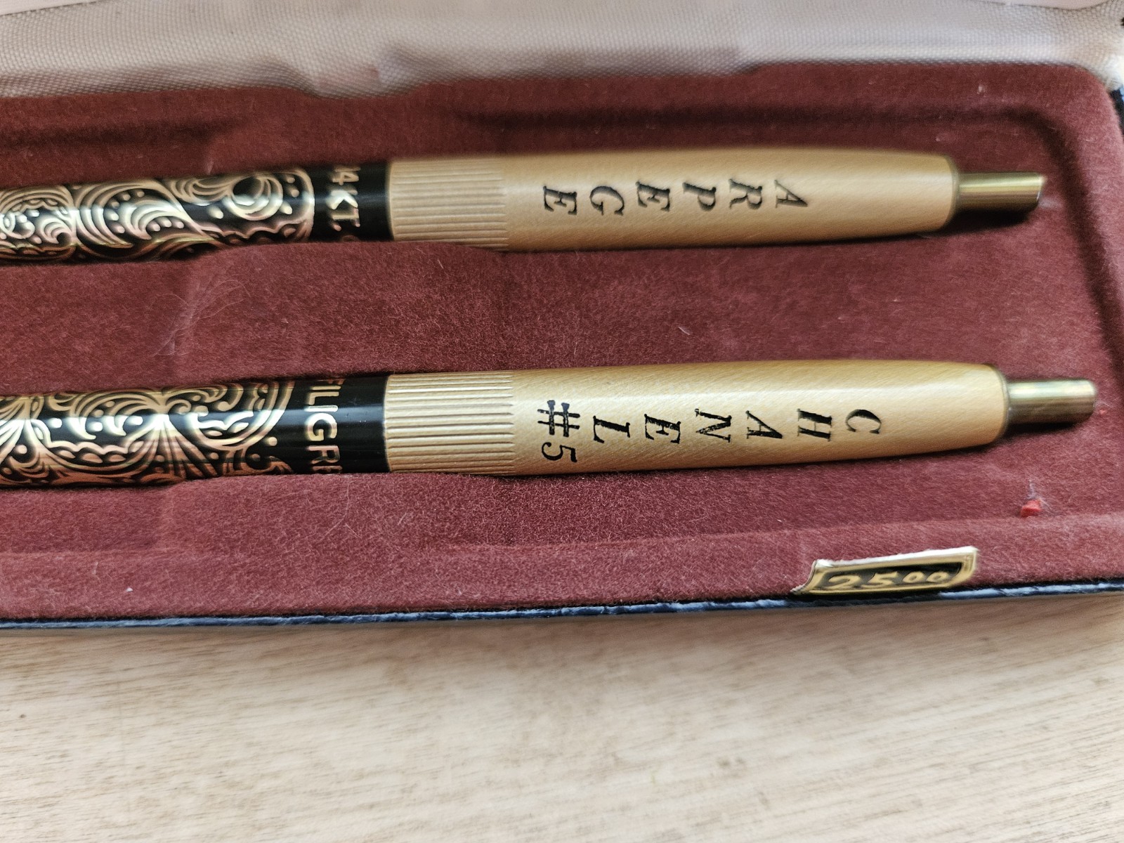 Arpege CHANEL No 5 Ballpoint Pen Set Vintage 14kt Gold Perfumed Writing Pens