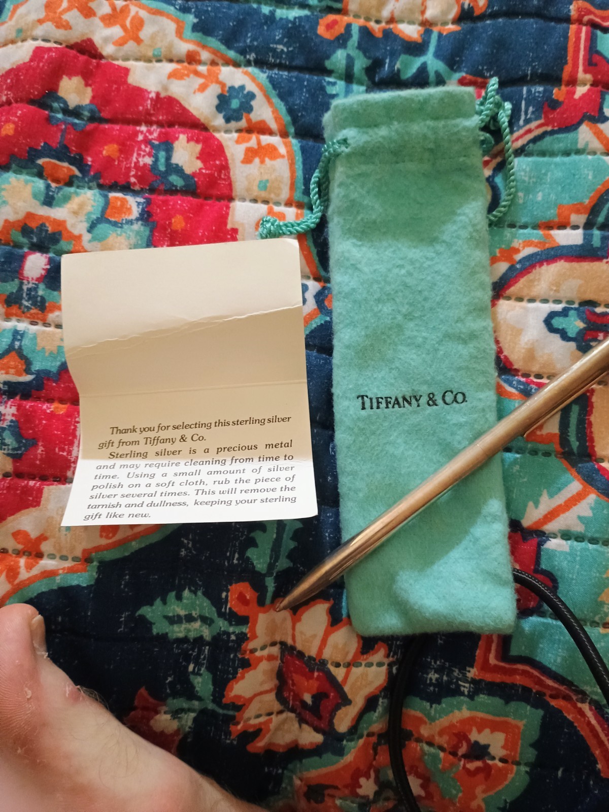 Tiffany & Co. T-Clip Sterling Silver Ballpoint Pen Black Ink Chrome Trim w/ Box