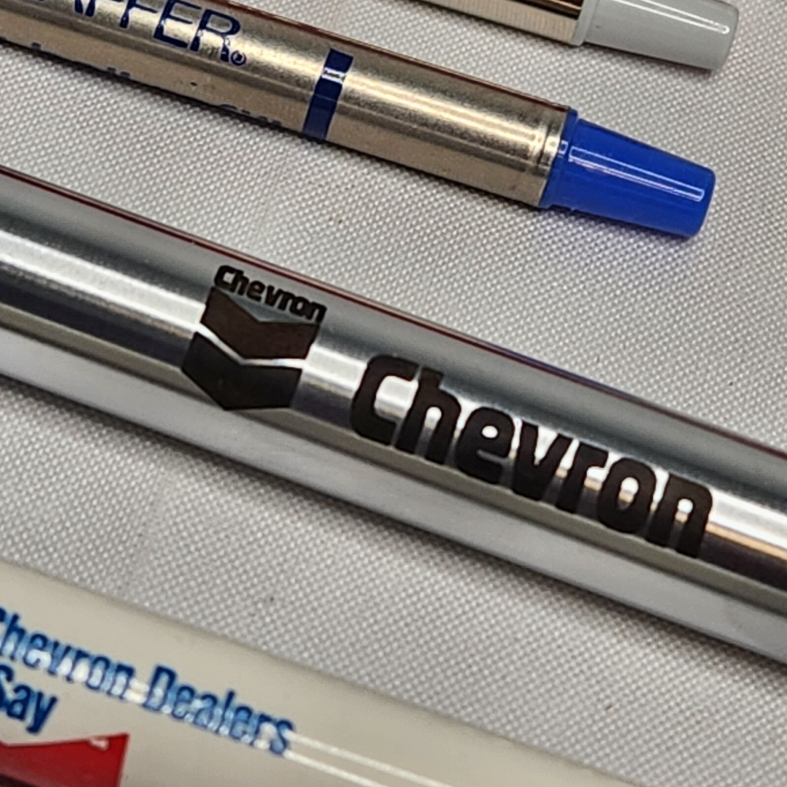 Shaeffer Corporate Ball Point Pens CHEVRON Gas Logo Lot of 2 Metal & Plastic
