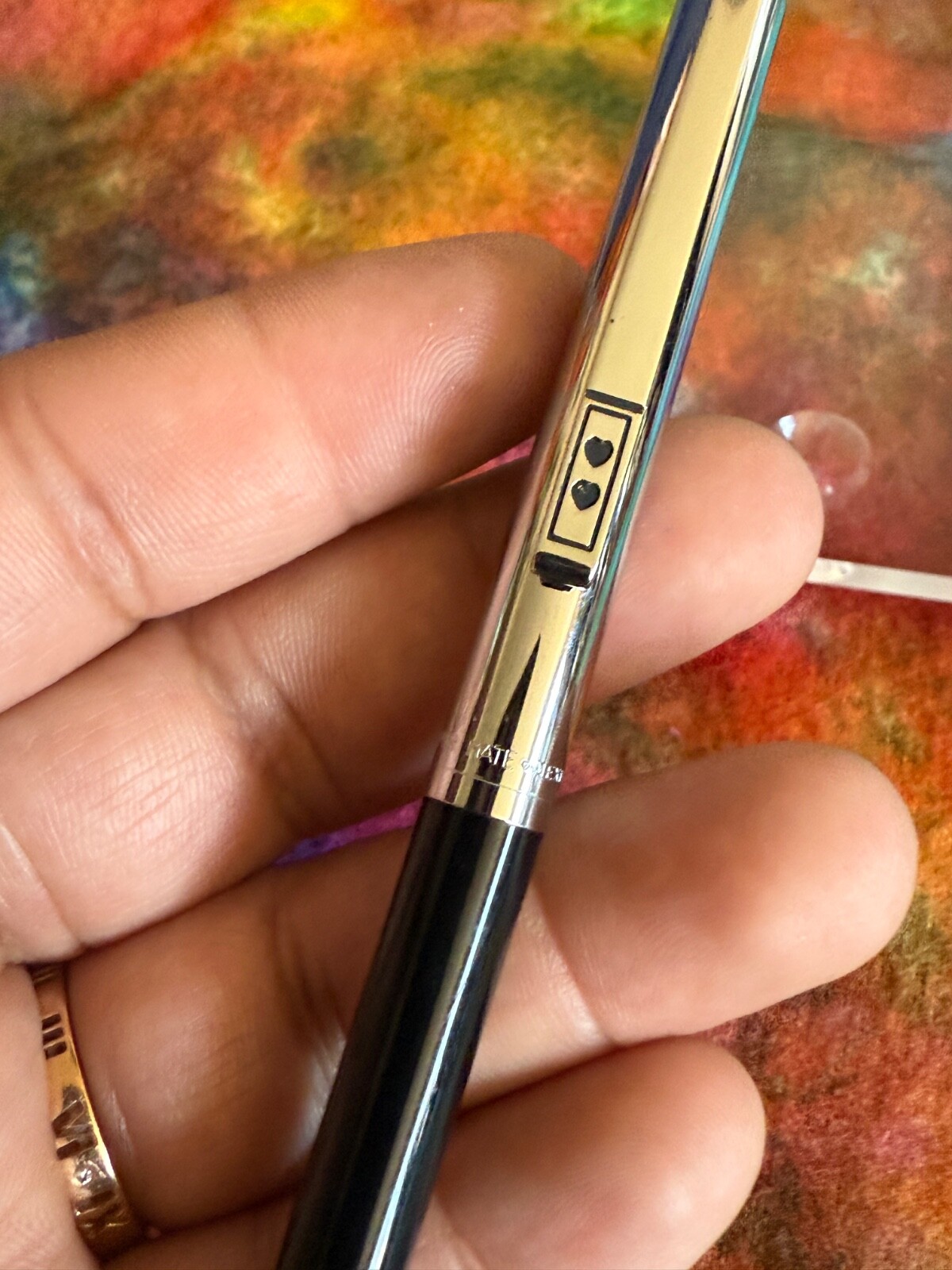 VTG 90s BLACK Paper Mate Double Heart Profile Ball Pen Slim Grip Mexico Blue Ink