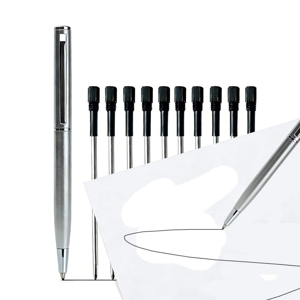 Mini Metal Twist-Activated Ballpoint Pen – Pocket-Sized 0.7mm Fine Black Ink