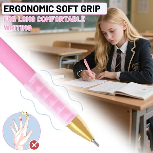 Smooth Writing Pens, Soft Grip, 1.0mm Black 12 Gorgeous Barrels-1mm Black Ink
