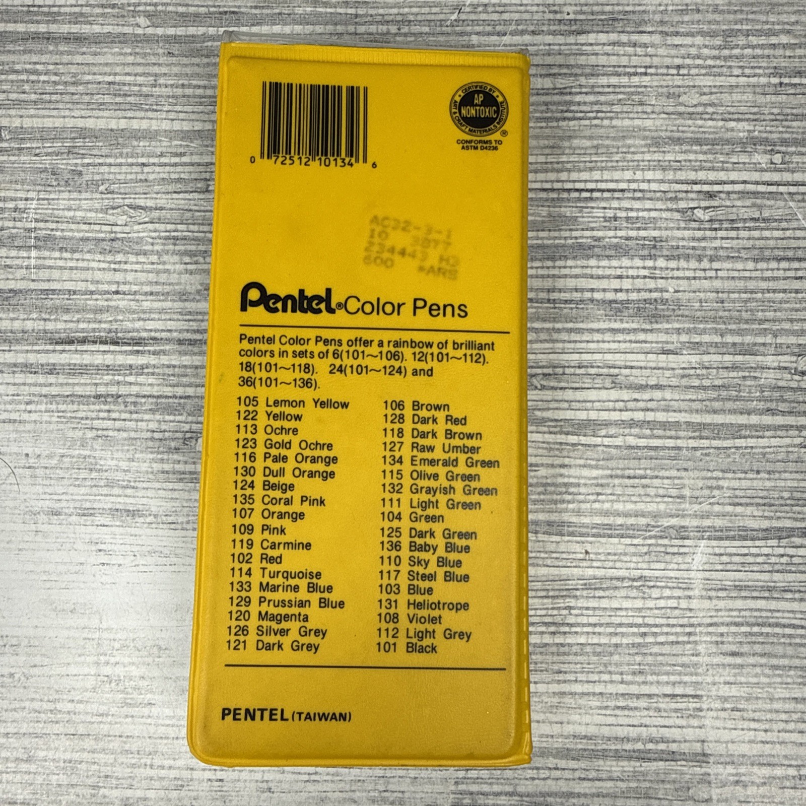 VTG 80’S PENTEL COLOR PENS/MARKERS S360-12 YELLOW Vinyl CASE Fine Point