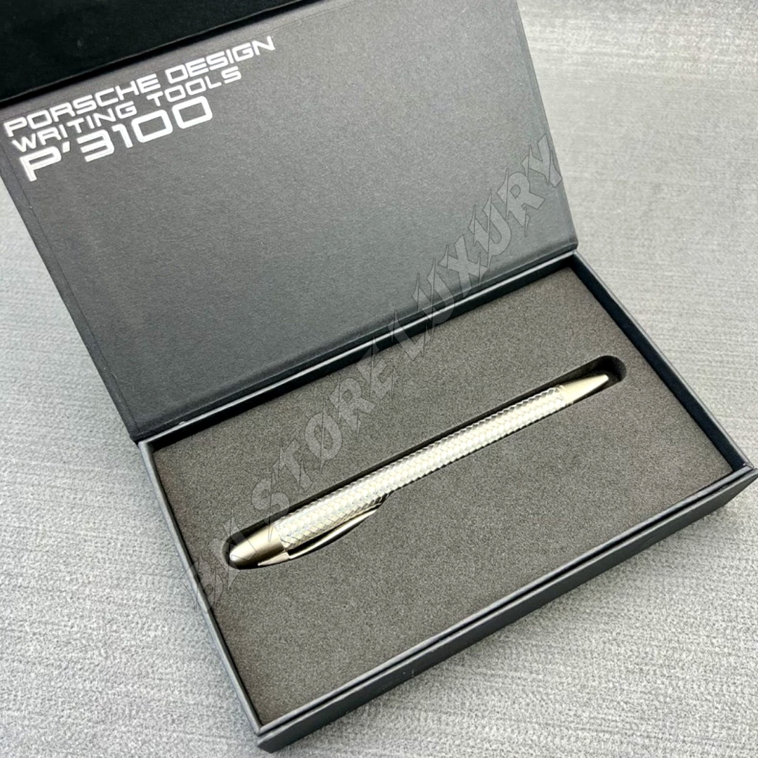 Porsche Design P’3100 TecFlex Ballpoint Pen Silver Braided Weave w/ Box