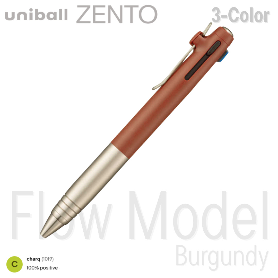 Uniball Zento Flow Three Color Pen 0.5mm Burgundy Multi-pen -=NEW=-