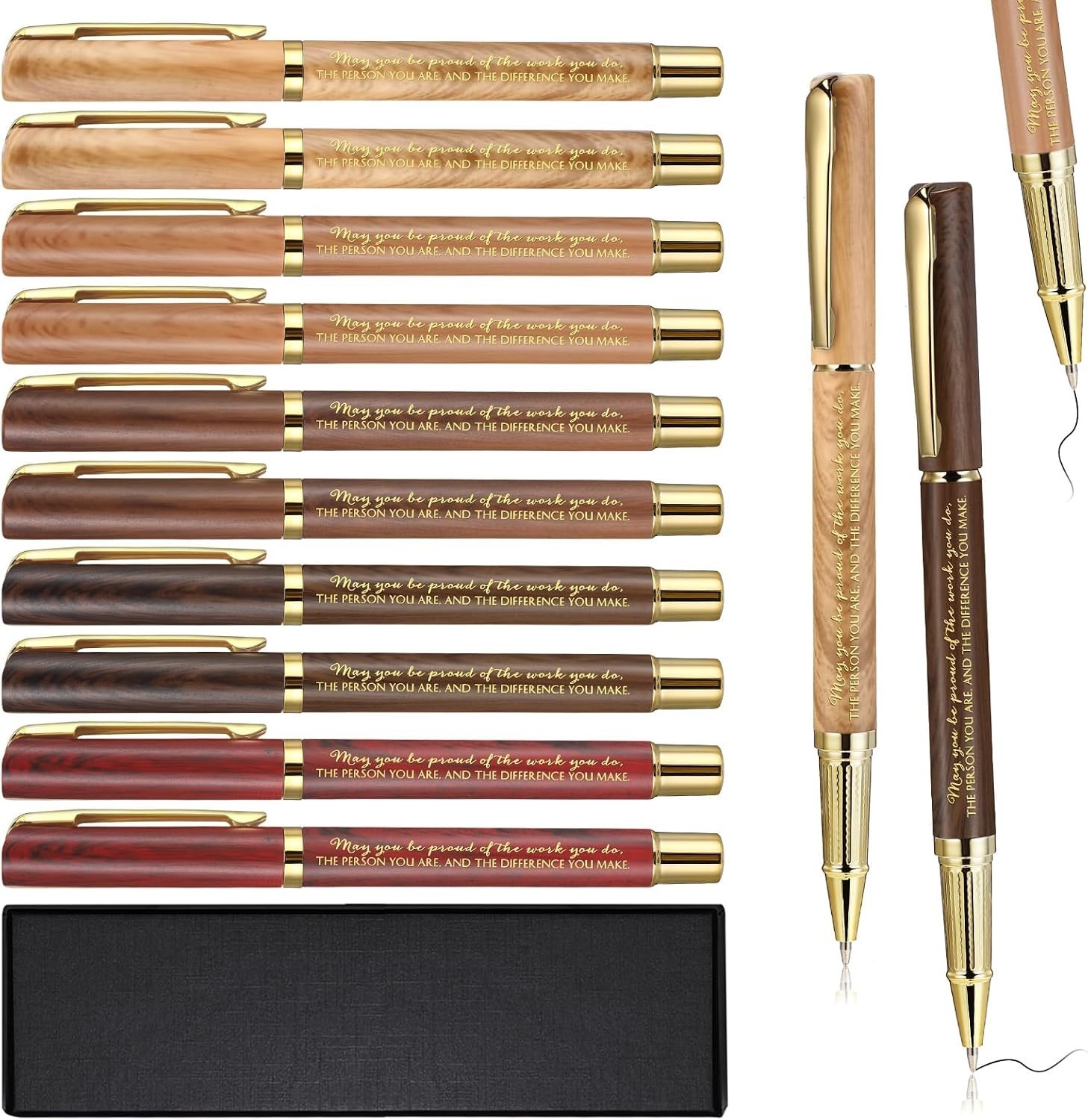 Thank You Gifts Set of 10 Inspirational Ballpoint Pens with Gift Boxes