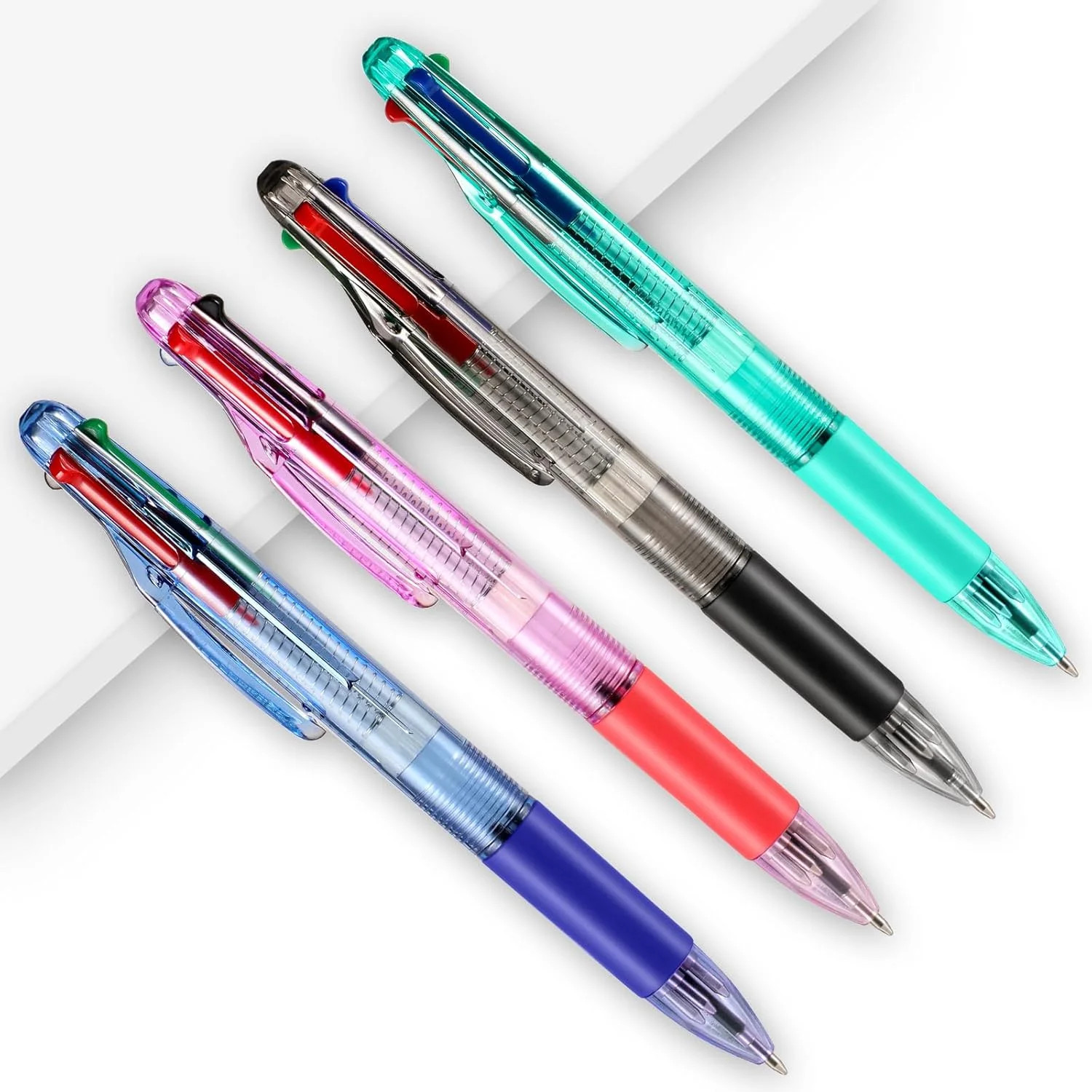 4 Peices Basic MultiColor Pen in One 4-Color Retractable Ballpoint Pens 0.7mm Sm