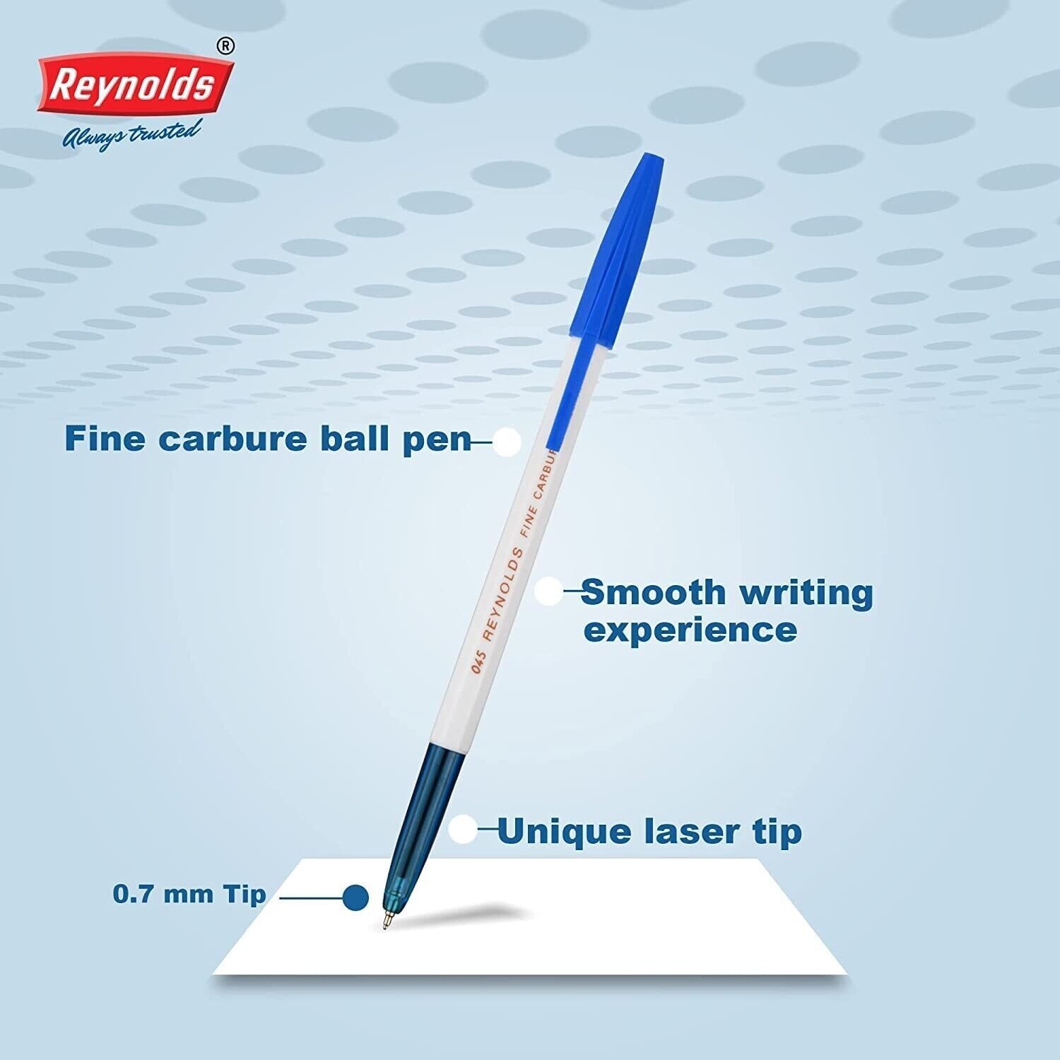 Reynolds 045 Ball Pens | Fine Point (0.7mm) | Blue Ink | 10 Count