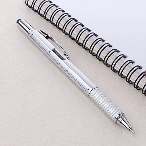 Multifunction Tool Pen, 6 in 1 Tool with Ballpoint Pen, Touch Black + 2×refills